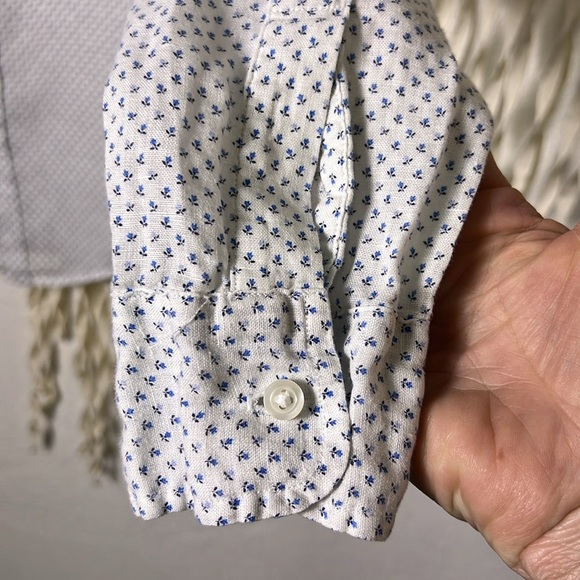 Frank & Eileen Ditzy Floral Long Sleeve Linen Button Front Shirt Size XS - Picture 7 of 10